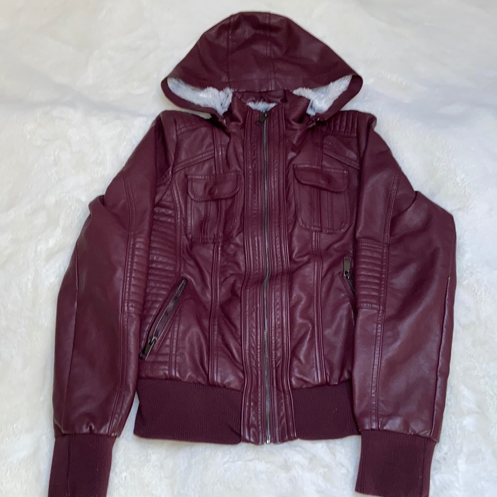 Nice maroon leather jacket. Worn only once. Like brand new